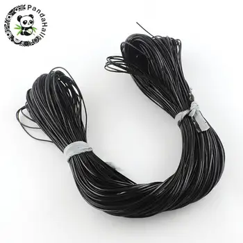 

Imitation Leather Cords, Black, 2x1mm; about 100m/bundle