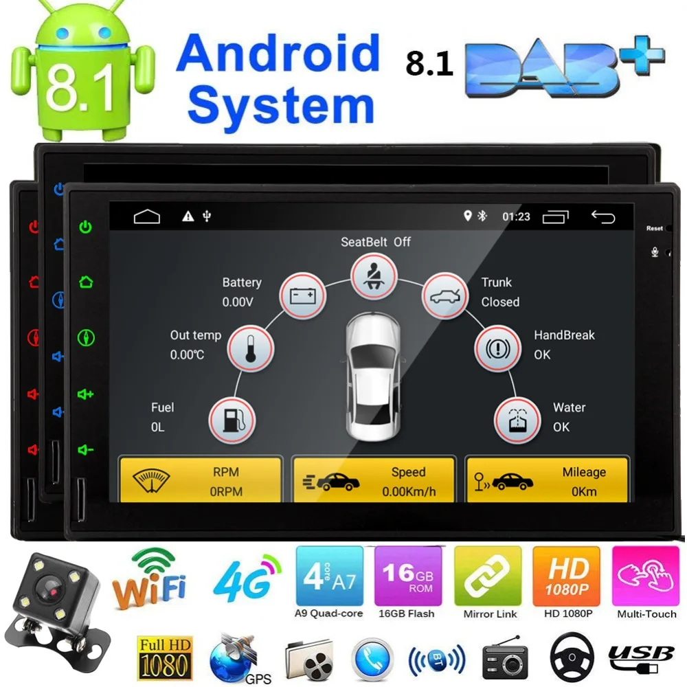 Android 7 inch Stereos in Dash 8.1 Head Unit GPS Navigation Autoradio Bluetooth No-DVD Car Player support Wifi/4G/OBD/Phone link