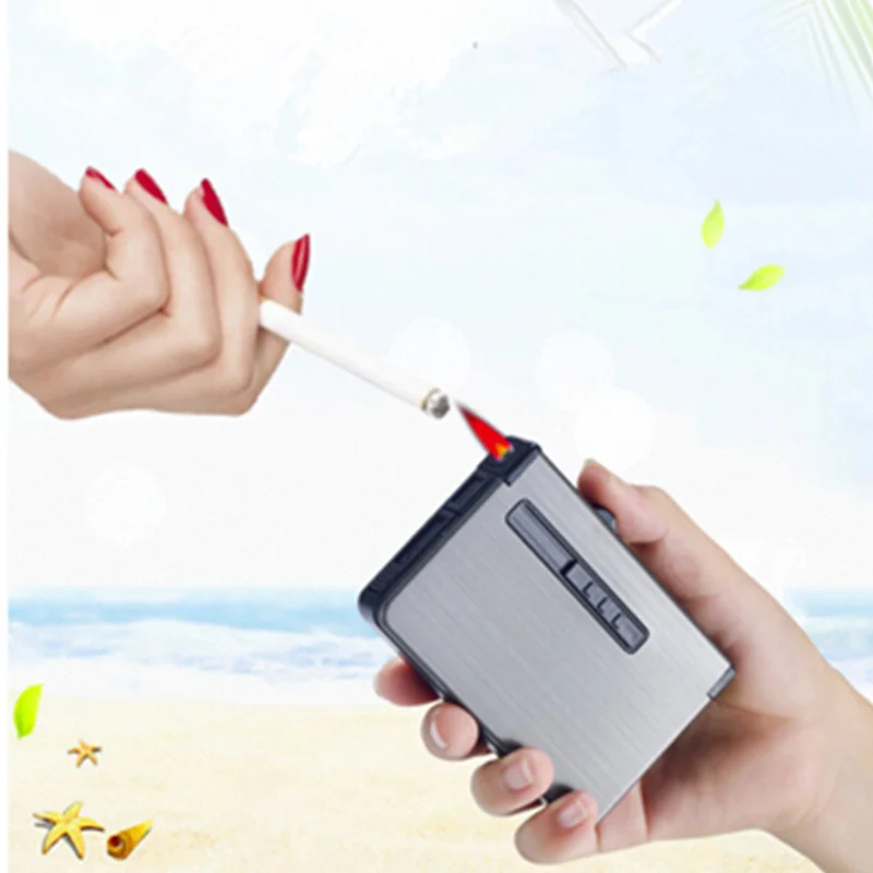 8 шт. металлический портсигар коробка с зажигалкой ветрозащитный Usb чехол для