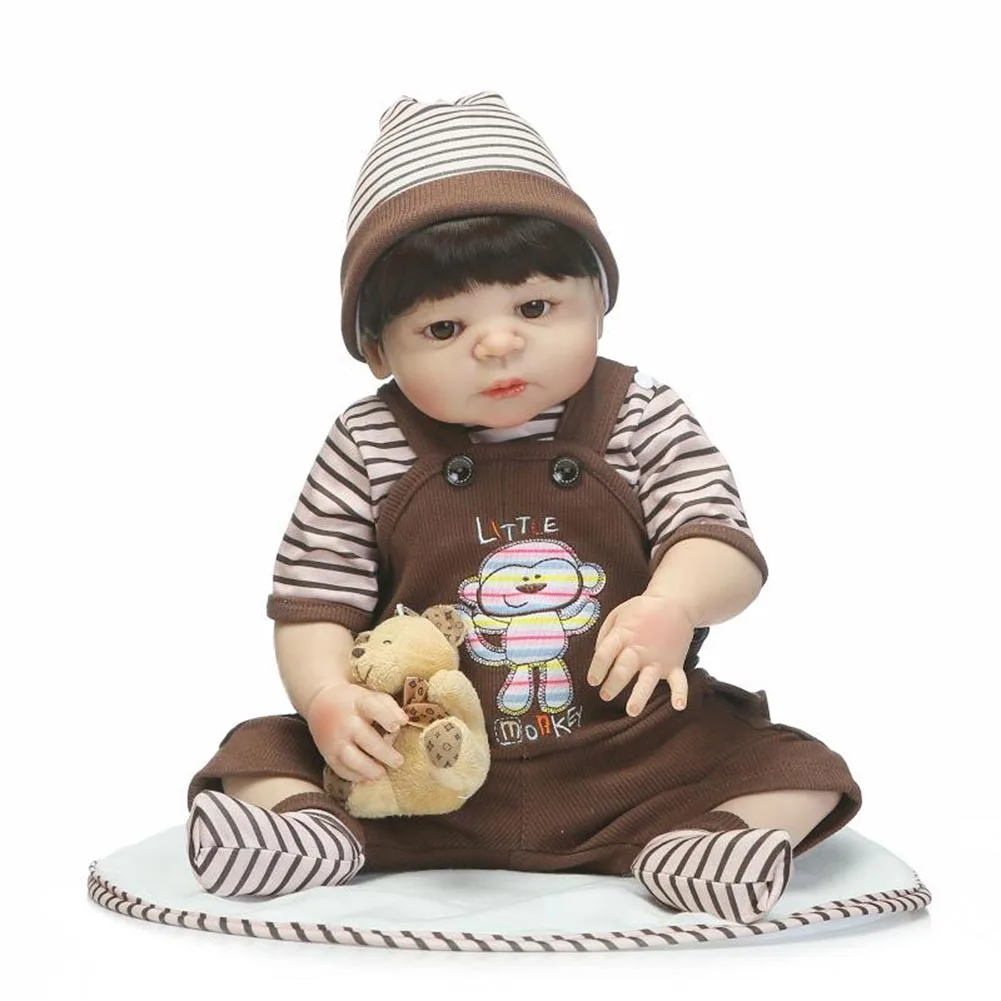 

NPK 56cm Lifelike Reborn Doll Set Silicone Boy Baby Newborn Dolls for Kids Playmate Gift YH-17