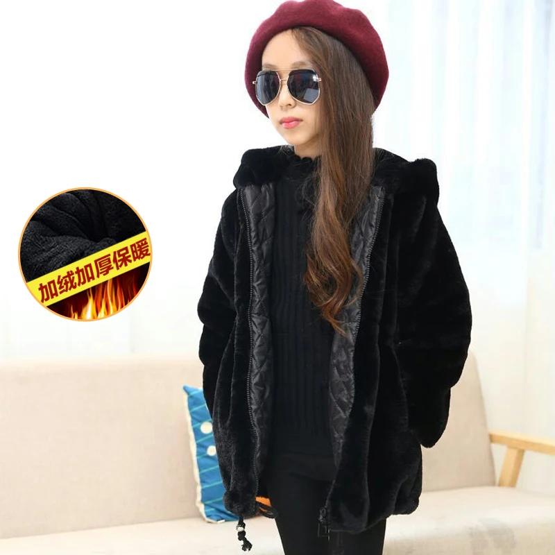 

2017 Girls Winter Faux Fur Fleece Girls' Coats Kids Warm Jacket Children Snowsuit Outerwear Dress Style Jacket Free Shipping