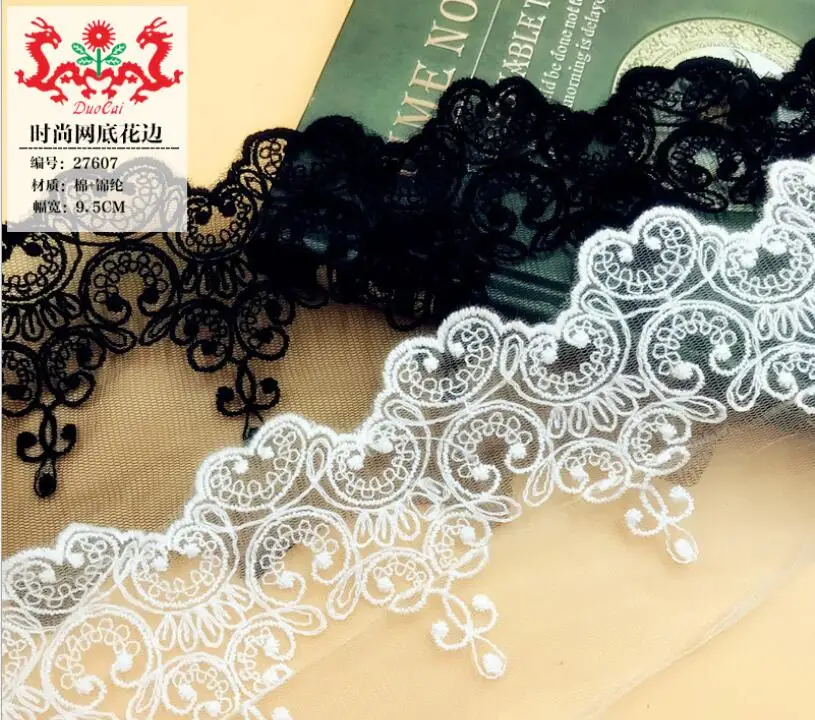 

2 Yards Exquisite High Quality Cotton Fabric Embroidered Mesh Lace Garment Lace Trims Trimmings DIY Sewing Accessories 9.5cm