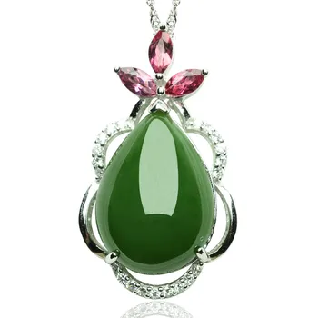 

Pure natural hetian stone pendant 925 high-grade green stone pendant./2
