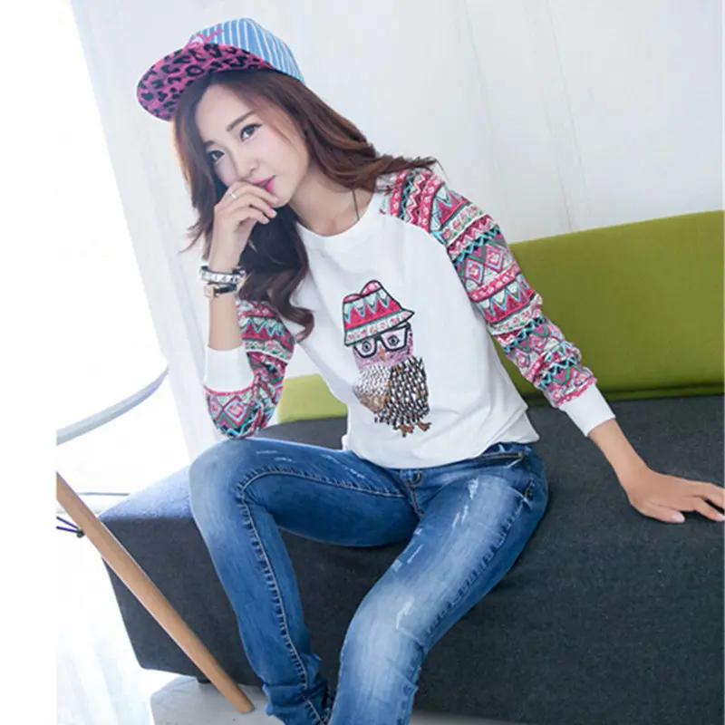 

2017 Women's Suits Brand New Fashion Harajuku Kawaii Owl Printed Tracksuit Women Sweatshirt Hoodies TT280