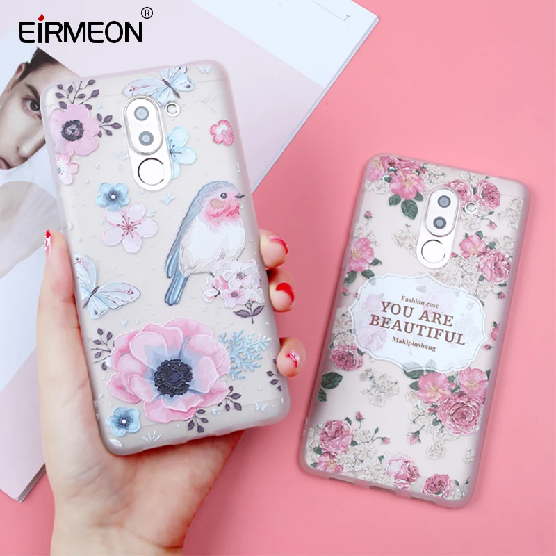 

Case For Huawei Honor 7X Case Honor 9 10 Lite 6X P8 P9 P10 P20 Lite Nova 2 Plus 3E Relief Soft TPU Flowers Back Covers Coque