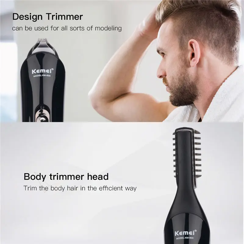 Kemei km-600 в 1 бритвенный станок Barbeador триммер для бороды перезаряжаемая машинка для стрижки волос электрическая бритва для носа бритва со светодиодным индикатором