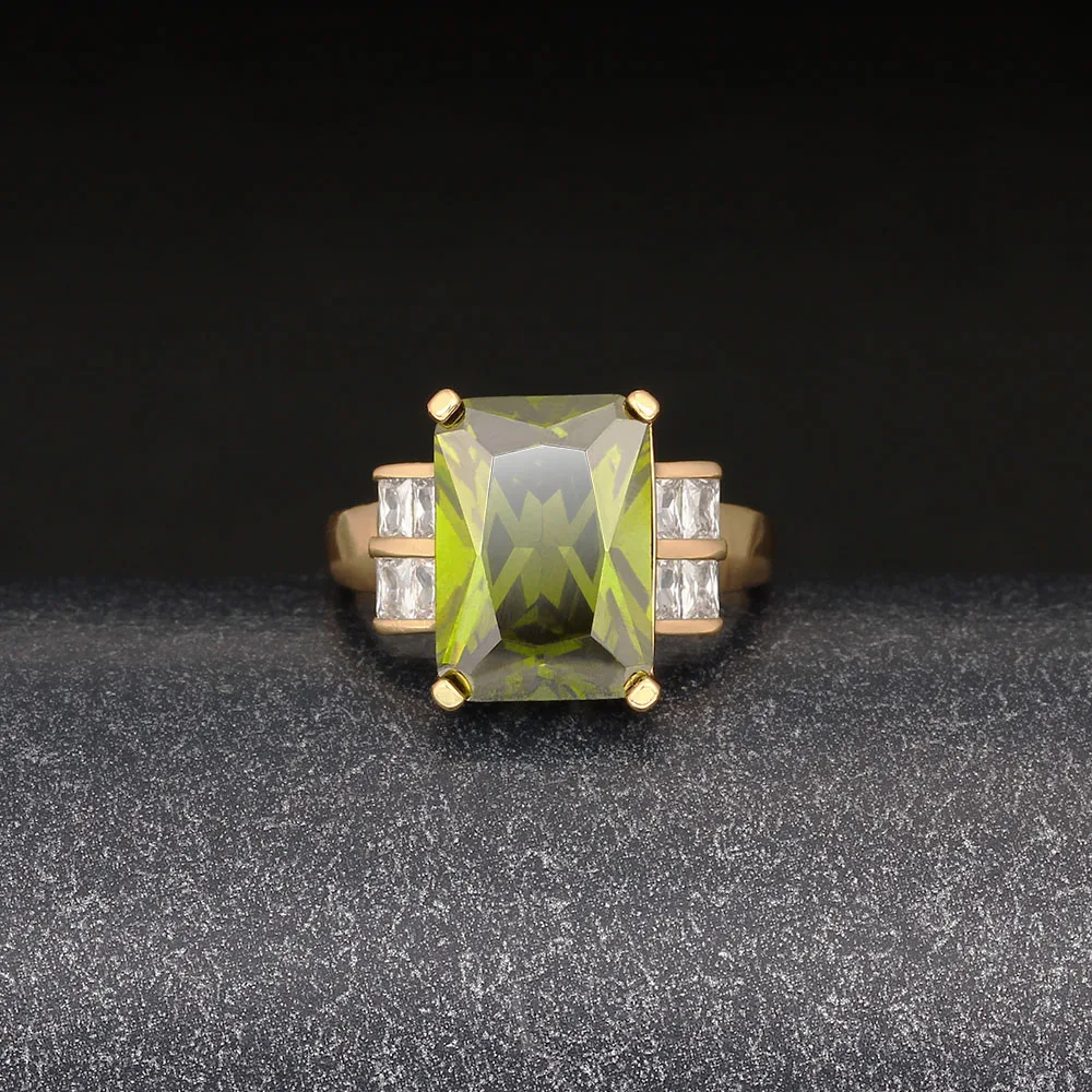 14mm Broadside Square Women Ring Trendy Accessories Gold Color Rings For Party New Jewelry (JewelOra RI101933)