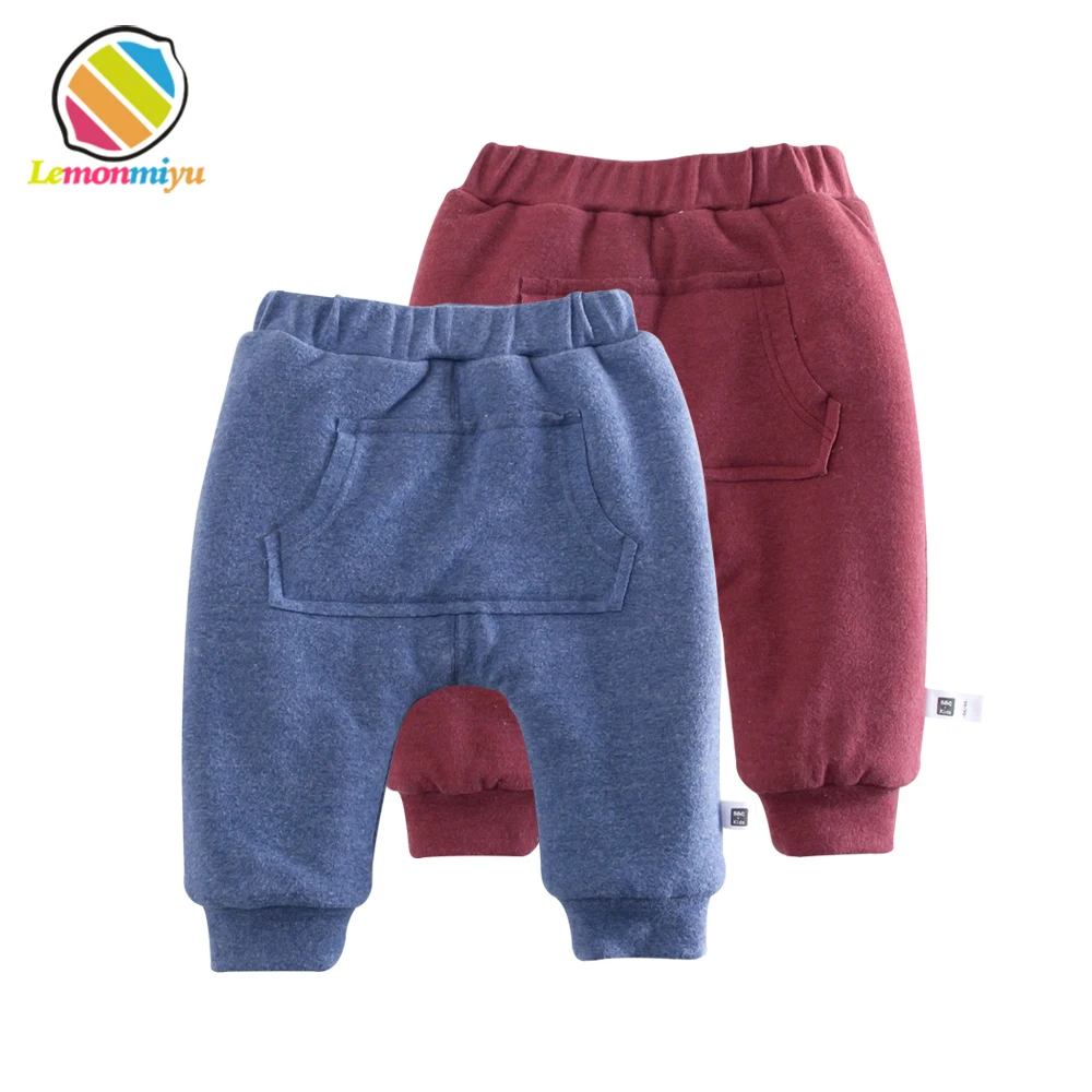 Lemonmiyu/Детские хлопковые утепленные штаны-шаровары; бархатные повседневные свободные брюки для новорожденных; Однотонные эластичные длинные штаны средней длины для младенцев