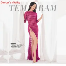 Новое платье для танца живота осень-зима большого размера кружева с длинной юбкой танец живота сиамская одежда платье для женщин танец