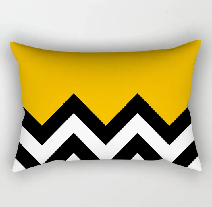 Желтый серый геометрический чехол для подушки, домашний декор, бархатный чехол для подушки со слоном, 30x50 см, декоративный шеврон, чехол для подушки Pillowsham - Цвет: X
