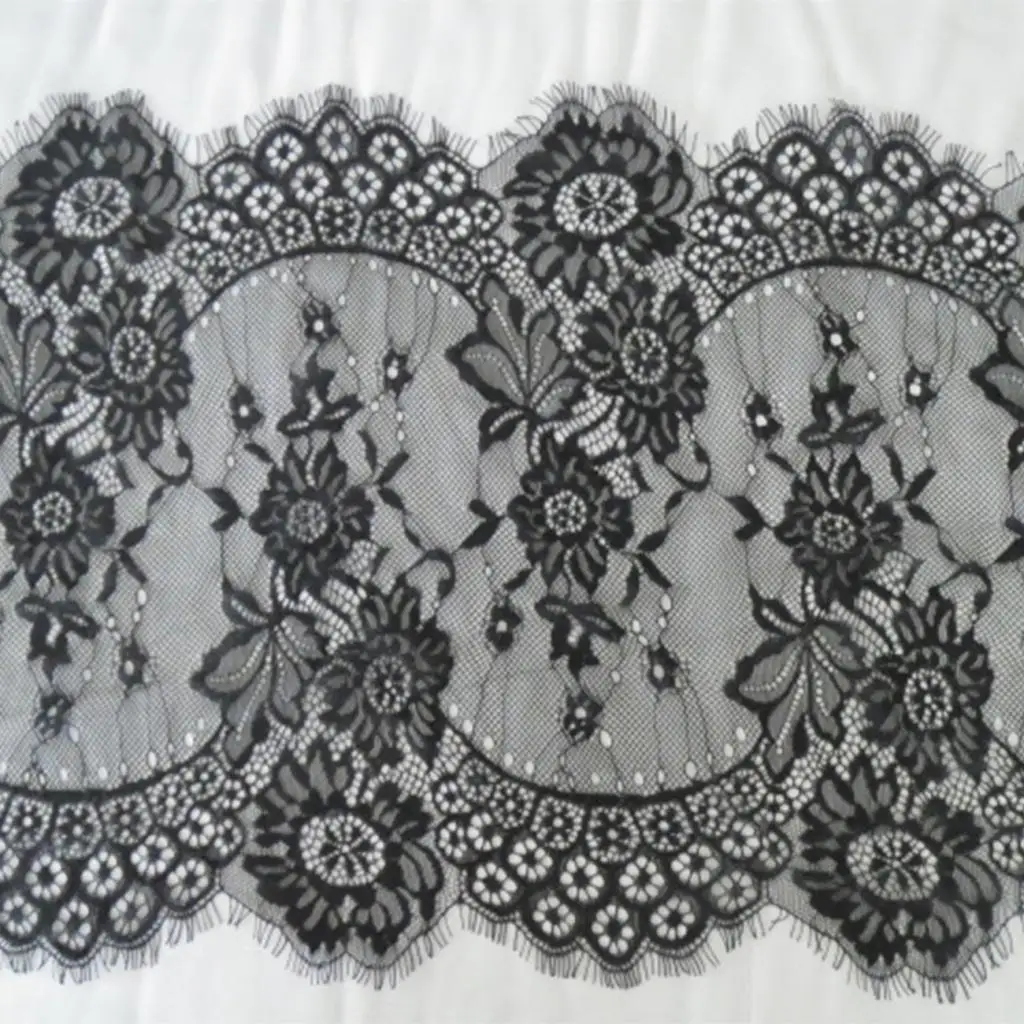 3 Yards Eyelash Lace Trim Ribbon Applique for Sewing Craft 33cm Wide Black White