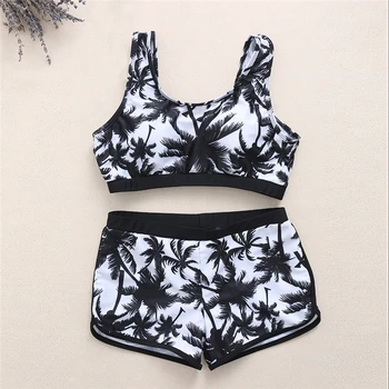 

Two-piece Sexy Women Crop Tops High Waist Shorts Floral Bik ini Set printed
