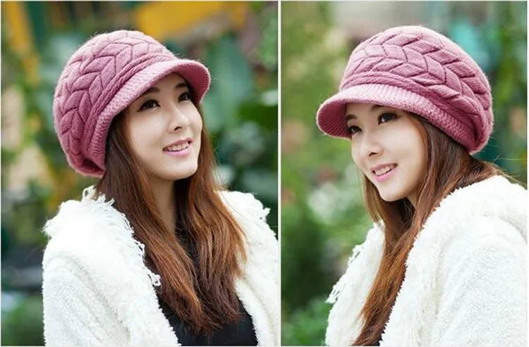 Новая женская Корейская приливная вязаная шапка плюс бархатная Высококачественная модная теплая шапка с кроличьими волосами