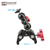 4 screw camera CAMVATE Crab Clamp Bracket with 1/4" Screw Double Ball Head Mount (Black T-handle) C1701 camera photography accessories (3)