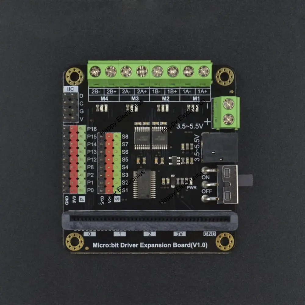 DFRobot микро: бит микродолото драйвер контроллер привода/плата расширения с 4-полосная мотор диски+ 8-канальный видеорегистратор с сервоприводом интерфейсов для детей