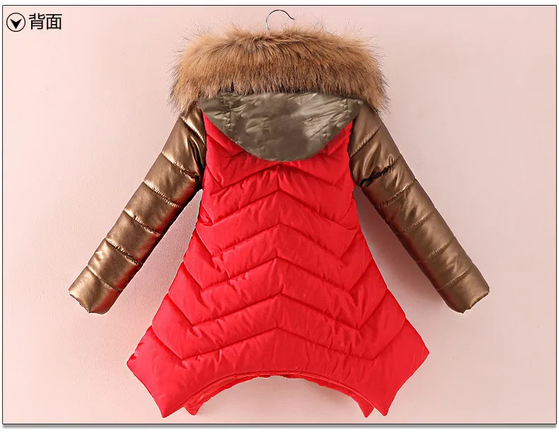 Зимнее пальто для девочек пуховик для детей от 4 до 13 лет классическое пальто с капюшоном и меховым воротником с золотыми прошитыми рукавами