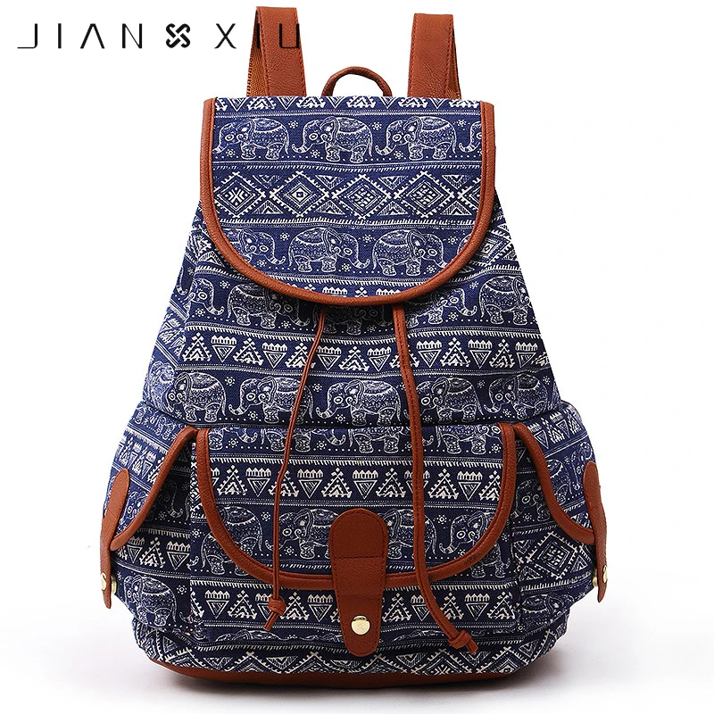 

JIANXIU Women Chinese Style Printing Backpack Canvas School Bags for Teenage Girls Casual Cute Rucksack Travel Bag Bookbags