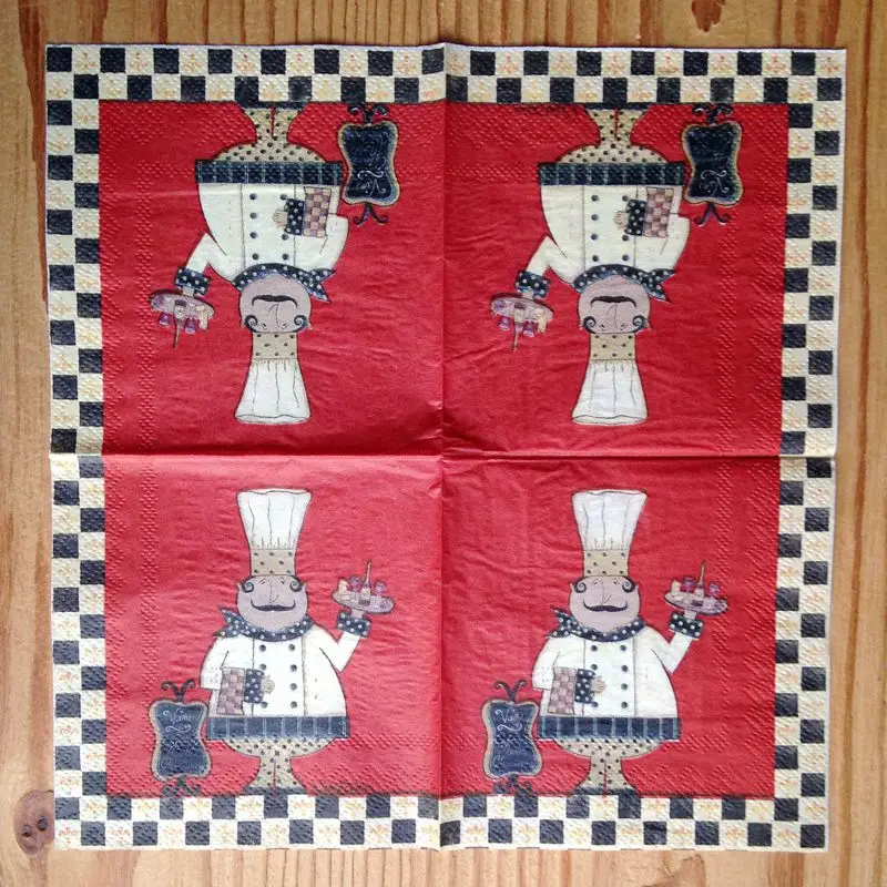 2 x Decoupage serviettes 25x25cm 3 ply paper napkin for party chef