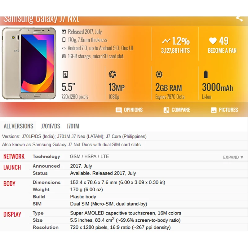 Замена для Samsung Galaxy J7 nxt J701M j701 дисплей neo core j701F Lcd сенсорный экран дигитайзер