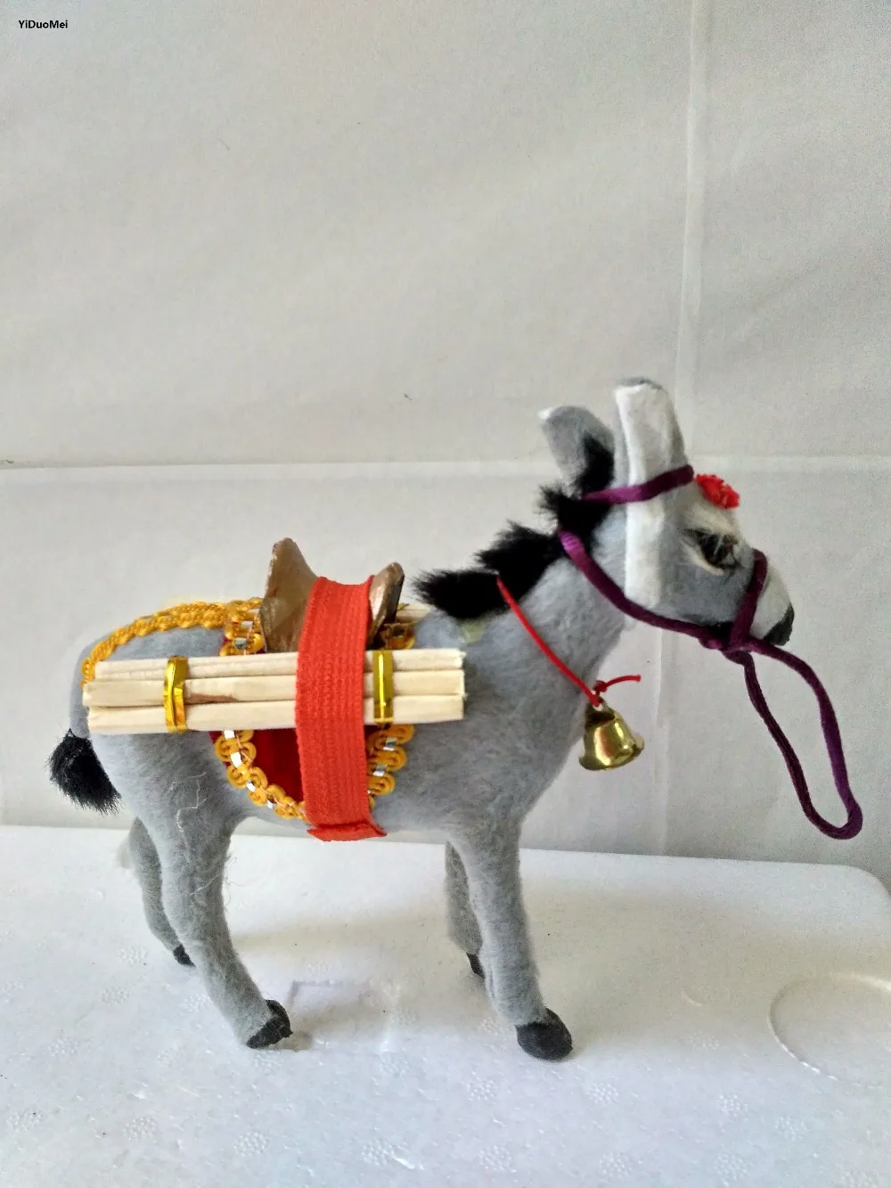 artifial gray donkey 15x14cm model plastic&furs handicraft,home