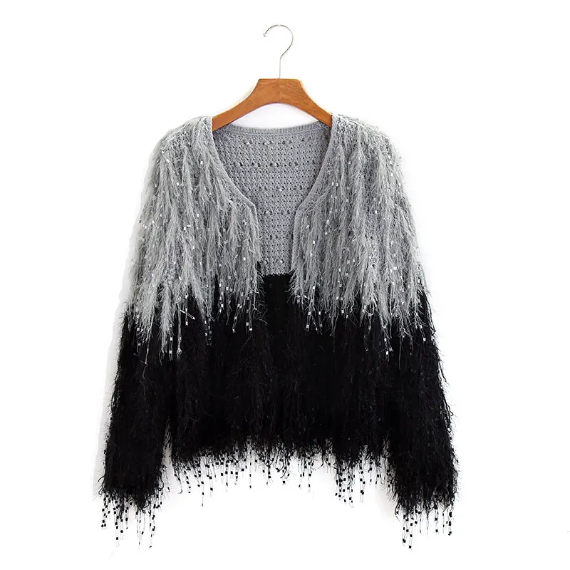 NiceMix Повседневный осенне-зимний вязаный кардиган для женщин, элегантный теплый свитер с кисточками, пальто, толстая верхняя одежда, Женский городской Цыганский кардиган - Цвет: Black Cardigan