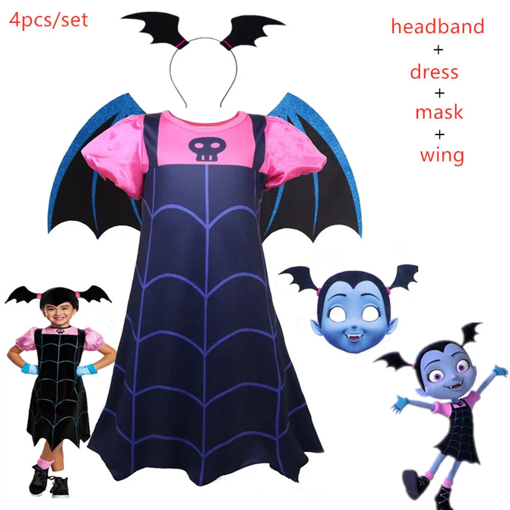 Одежда для девочек Vampirina костюм вампира Косплэй Детские платья для вечеринки на Хэллоуин; Карнавальный костюм для детей модные вечерние платья для девочек; уличная одежда