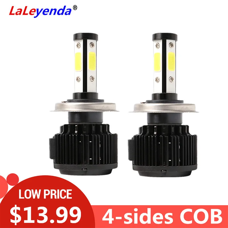 

LaLeyenda LEDs H7 bulb 9005/HB3 9006 H8/H11 LED Lamp H4 4-side COB 9012/HIR2 9007 9004 6000K Car Accessories Fog Light NO CANBUS