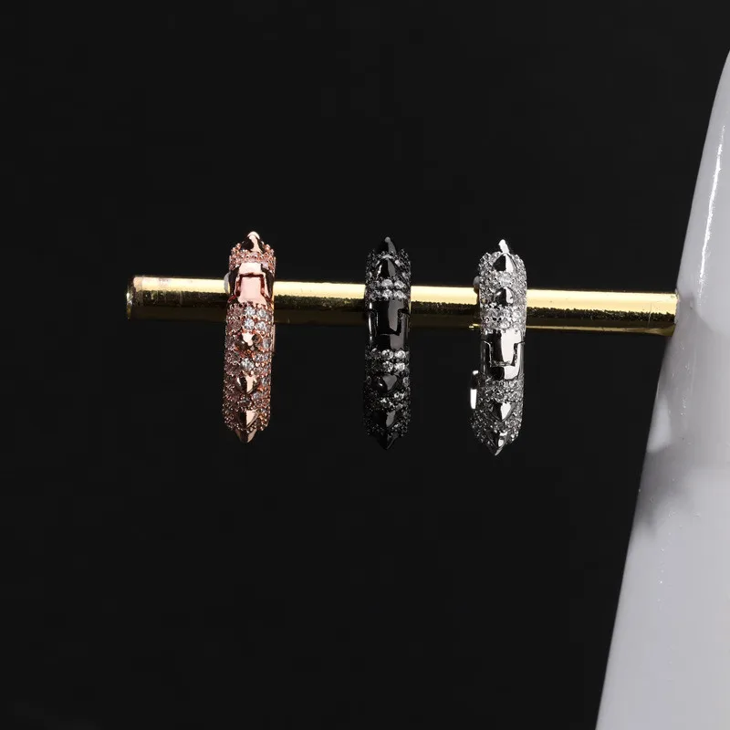 

ZEF 925 Sterling Silver Stud Earrings in Black, Silver and Rose Gold, Personality Fashion Ladies Jewelry.