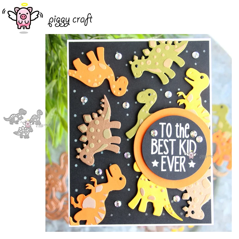 

Piggy Craft metal cutting dies cut die mold 3Pcs Dinosaur decoration Scrapbook paper craft knife mould blade punch stencils dies