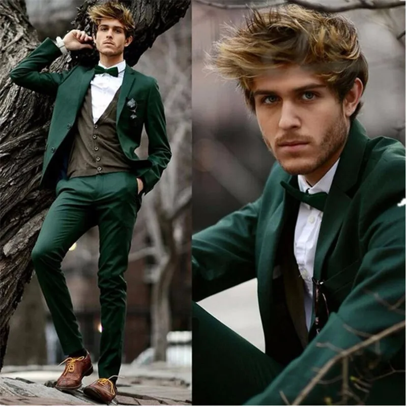 

The latest wedding men's suit dark green men's Slim version of 2 groom tuxedo single-breasted men's suit smoking suit men's suit