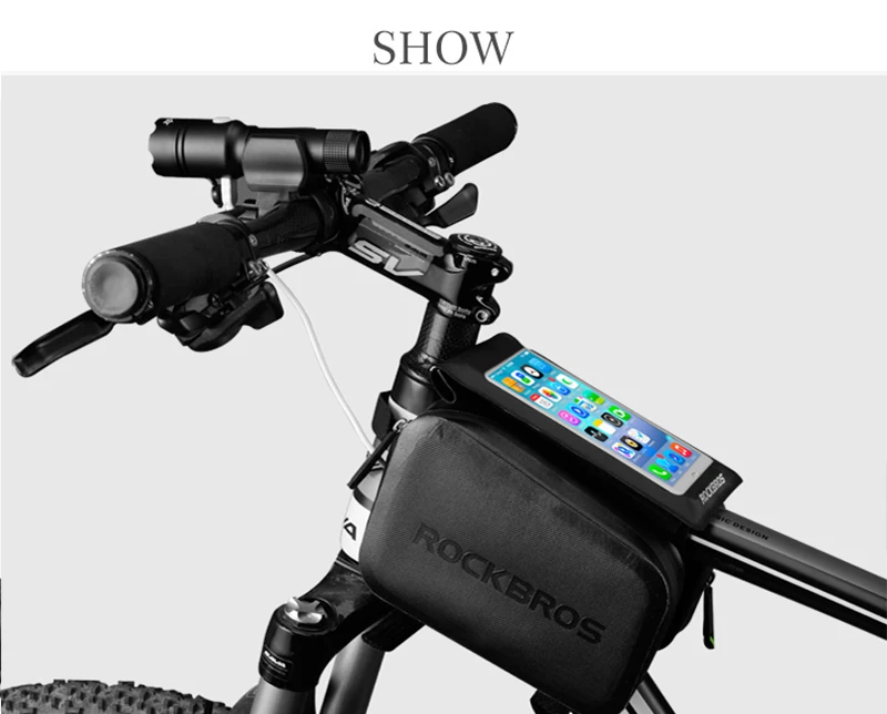 Excellent ROCKBROS Waterproof Touch Screen Bicycle Bags MTB Cycling Bike Frame Phone Bag Holder Pannier Case Pouch Fit Under 6.0" Phone 16