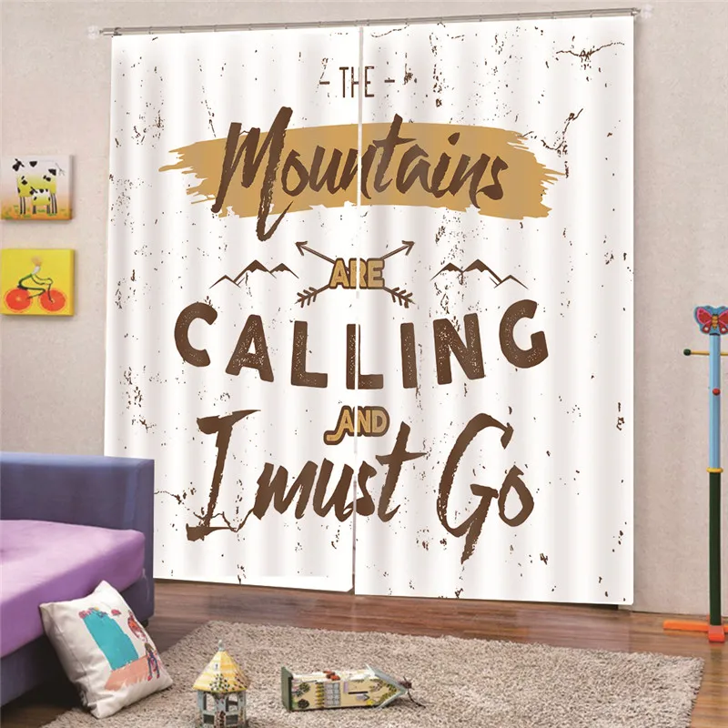 3D Digital Print Mountains Word Beautiful Blakcout Curtain Fabrics Blackout Curtains For Living Room Bedroom Window Door Apr2