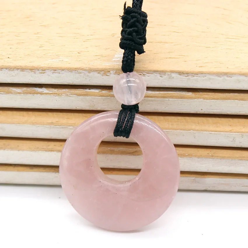 

Trendy-beads Silver Plated Round Hollow Pendant Natural Rose Pink Quartz Necklace For Women Jewelry