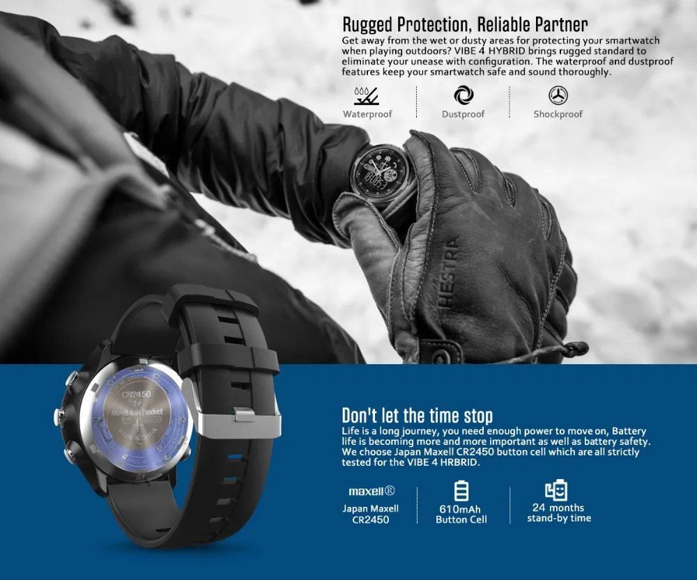 New Original Zeblaze VIBE 4 HYBRID Smart Watch Sapphire Glass Rugged Hybrid Smartwatch 50m Waterproof 33-Month Standby T (4)