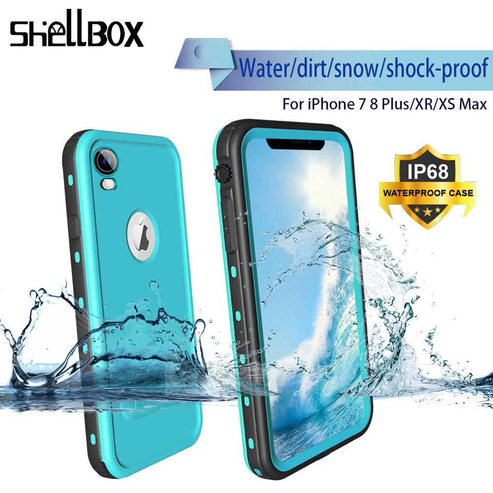 

SHELLBOX Original Phone Waterproof Case For iPhone XR X XS Max Case TPU Silicone Cover Case For iPhone 7 8 Water Proof Case