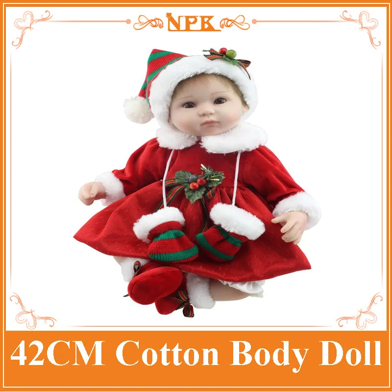 

NPK Brand Vivid 42cm 17''Silicone Bebe Reborn Baby Dolls With Christmas Style Clothes Toys For Girls About 3 years old As Regalo