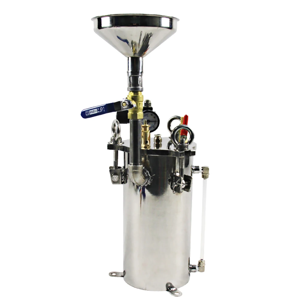 

Liquid show stainless steel Liquid Glue Pressure Tank Glue Dispensing System fluid dispensing bucket with funnel Y