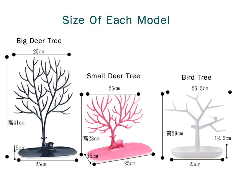 Пластиковый органайзер для украшений, косметики, олень, дерево, стойка для серег, ожерелья, держатель, органайзер для хранения, секретный отсек, полка