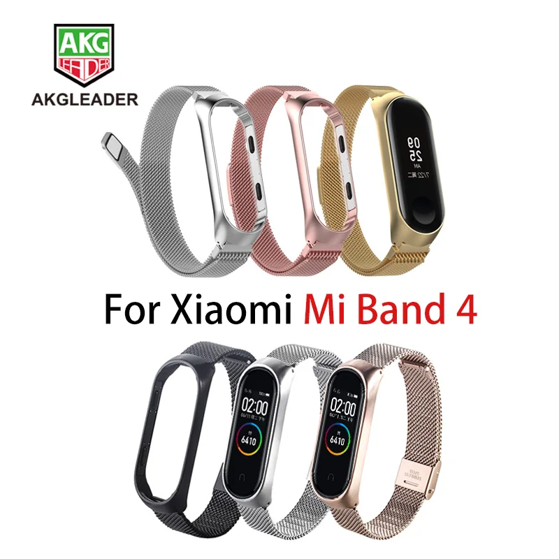 Mi Band 5 4 браслет Миланская петля металлический Смарт часы ремешок из нержавеющей