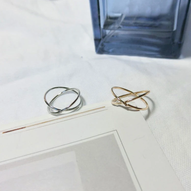 Корейские модные простые золотые и серебряные геометрические кольца с вырезами и металлическим крестом для женщин и девушек, ювелирные изделия