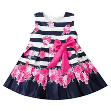 С милым бантом; Модный узор в полоску платье принцессы взрыв, распродажа, платья для девочек платье принцессы с бантом и цветочным узором; платье-пачка с принтом, комплект одежды, F4