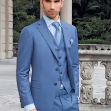 Новое поступление, индивидуальный мужской костюм, новейший дизайн пальто, брюки, деловой костюм, брендовый Свадебный костюм terno, синий(пиджак+ брюки+ жилет+ галстук