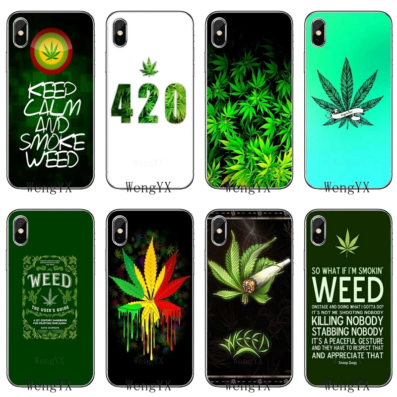 

tpu Soft Accessories phone cover case For Apple iPhone X XR XS Max 8 7 6s 6 plus SE 5s 5c 5 4s 4 Weed Leaf Grass Guf fashion