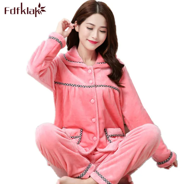 Aliexpress.com : Buy Fdfklak Flanne New Autumn Winter Pyjamas Women ...