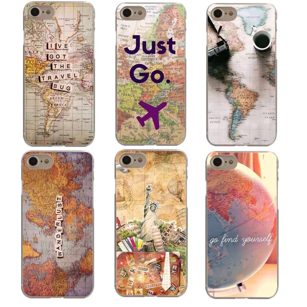 

World Map Travel Just Go Plans Transparent Hard PC Phone Case For iPhone X 10 5 5S SE 6 6S Plus 7 XS Max XR 8 8 Plus Bags Cover