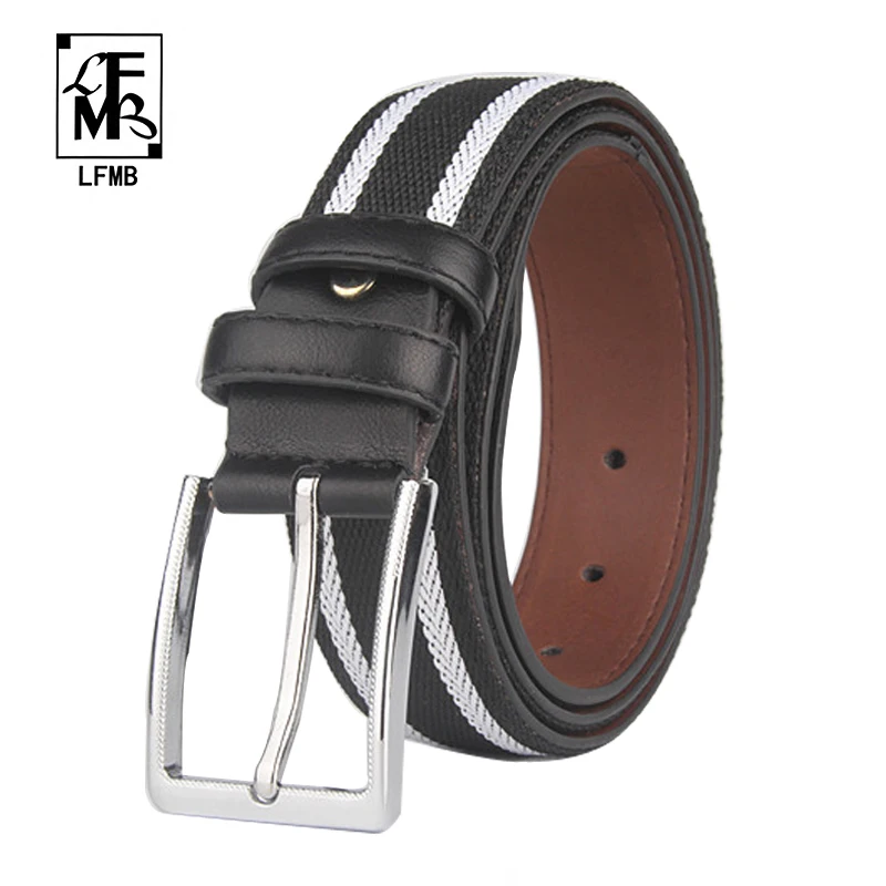 [LFMB] Elastic Woven Braid Black white Men&#39;s Belt Band Trouser Pants Mens Belts Jeans-in Men&#39;s ...