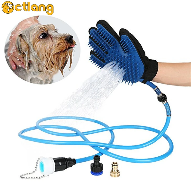 Pet Bathing Massage Glove Tool With 3 Faucet Adapters Shower