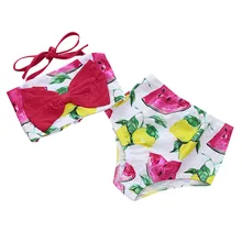 Одежда для купания для девочек, красивая и удобная одежда; модная детская одежда для маленьких девочек с принтом «фрукты» бикини Купальник Одежда для купания, наряды для девочек летний D300314