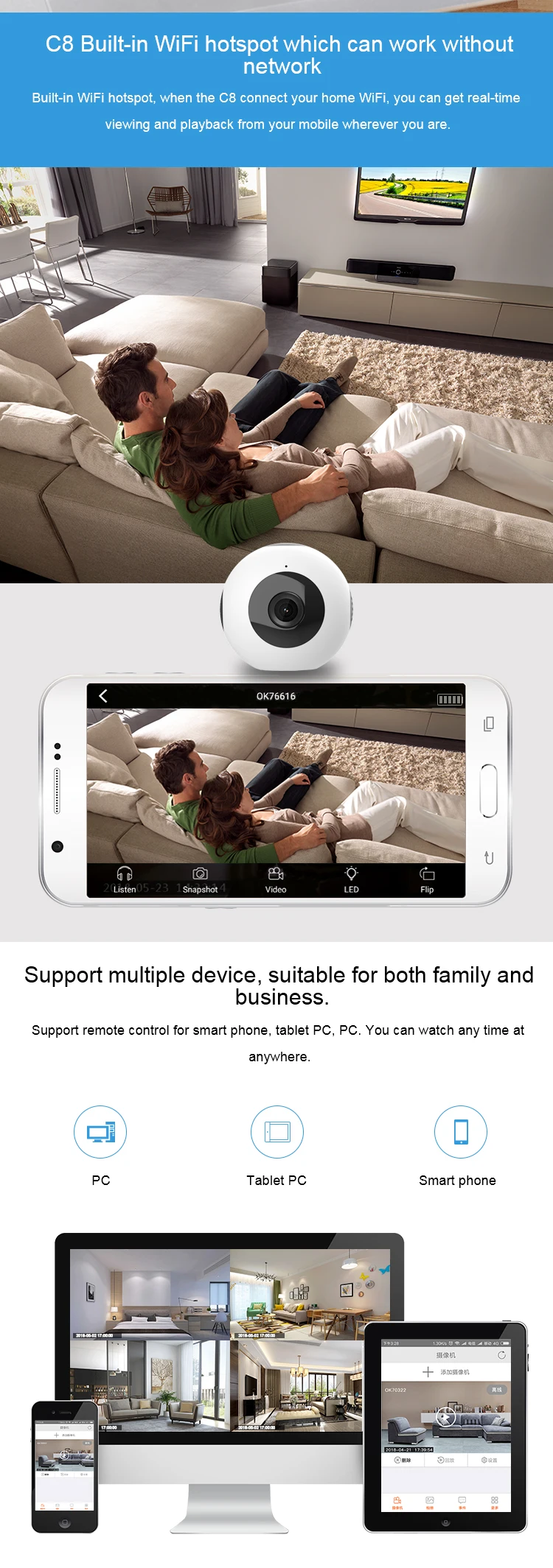 Volemer Mini Wifi Camera 1080P Night Version P2P Action Camera with motion Sensor Digital Camcorder Remote Control Flexible Cam (4)