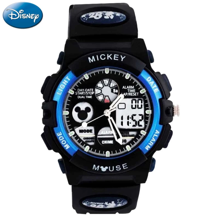 Новые мужские спортивные часы Disney желтые синие черные Детские Модные круглые